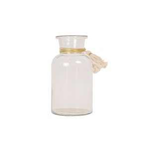 Tassel Embellished Bud Vase Glass, Metal & Cotton by Foreside Home & Garden - 1 of 4