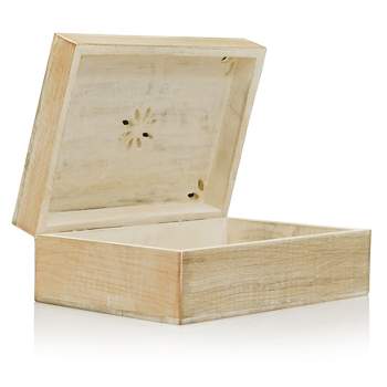 Mela Artisans Decorative Wooden Box with Hinged Lid WhiteFinish, Extra Large, 10.5 x 7.5 x 4 Inch