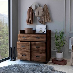 Okak Dresser for Bedroom with Double Drawer & 4 Single Drawers, Wood Chest of Drawers Closet Storage Cabinet Organizer for Living Room Hallway, Brown - 1 of 4