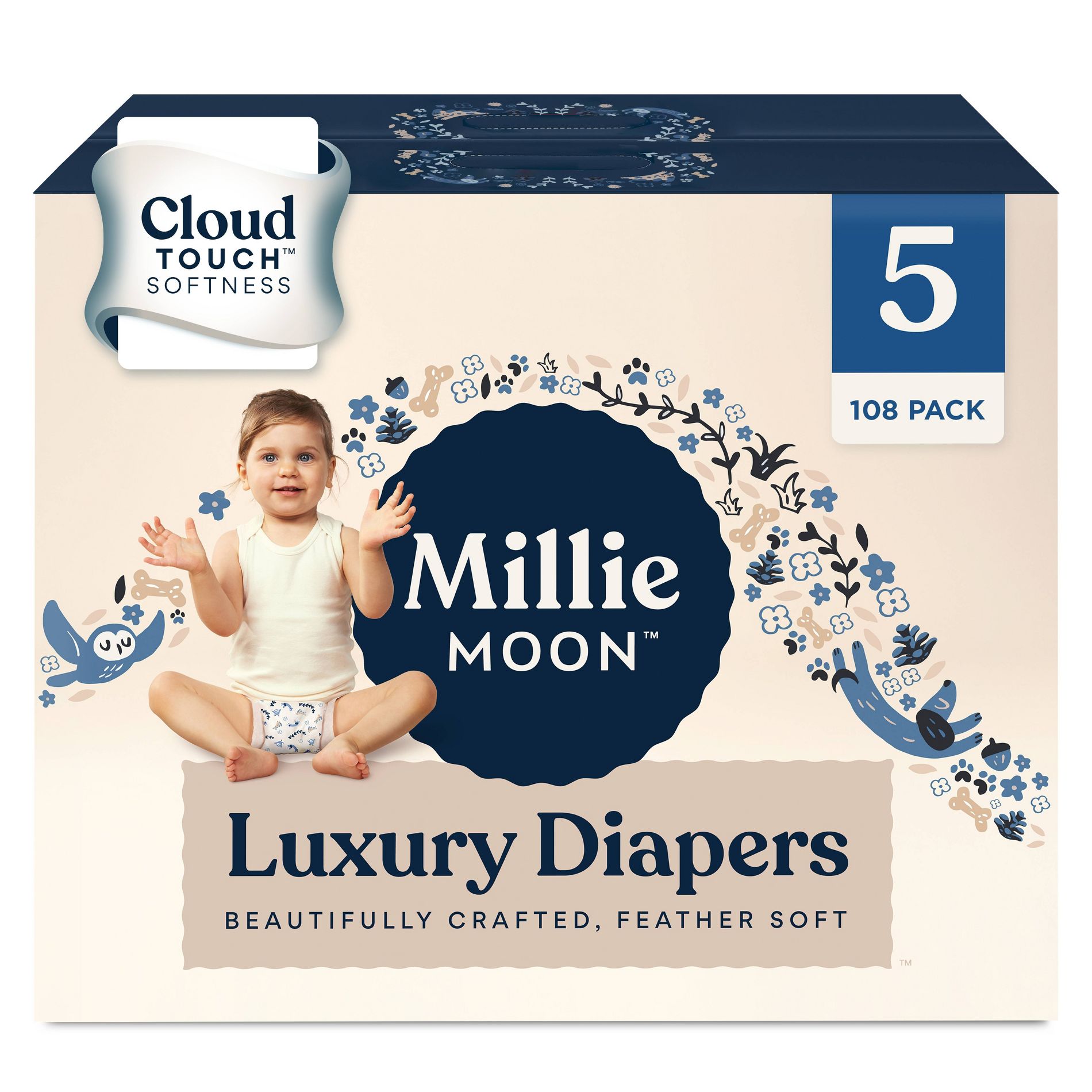 Millie Moon Luxury Disposable Diapers - Size 5 - 108ct