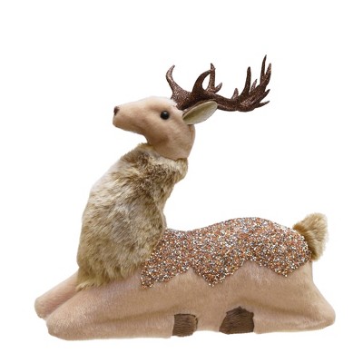 Northlight 9.5" Beige and Brown Sitting Deer Christmas Tabletop Decor