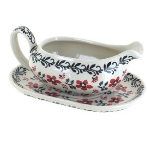 Blue Rose Polish Pottery S119 Manufaktura Gravy Boat & Plate - 1 of 2