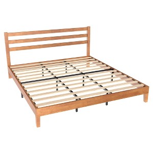 ELJGET Twin Solid Wood Bed Frame with Headboard, Strong Wooden Slats, 1100 lbs Weight Support, Quiet Structure, No Box Spring Required - 1 of 4
