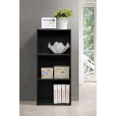 Kids' Playroom Black Bookcase with Cubes and Doors
