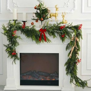 MOEPISY 9FT Christmas Garland Realistic, Artificial Eucalyptus Garland for Christmas Decoration, Greenery Garlands for Mantle - 1 of 4