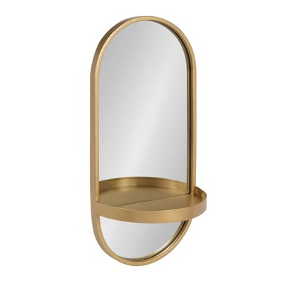 11" x 24" Estero Metal Wall Mirror with Shelf Gold - Kate and Laurel