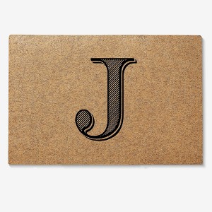 Personalization Mall Noir Initial 18x27 Synthetic Coir Doormat - 1 of 1