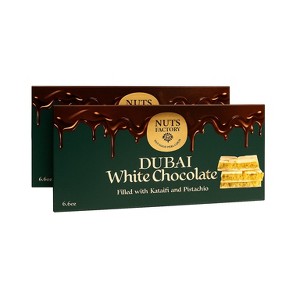 Nuts Factory Dubai White Chocolate Pistachio Bar. Ranked # 1 in the World!  2 Premium Bar Packs. - 1 of 4