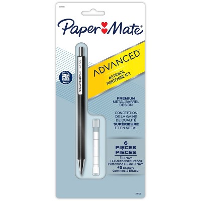 Paper Mate Advanced 1pk #2 Metal Mechanical Pencil with Erasers 0.7mm Black