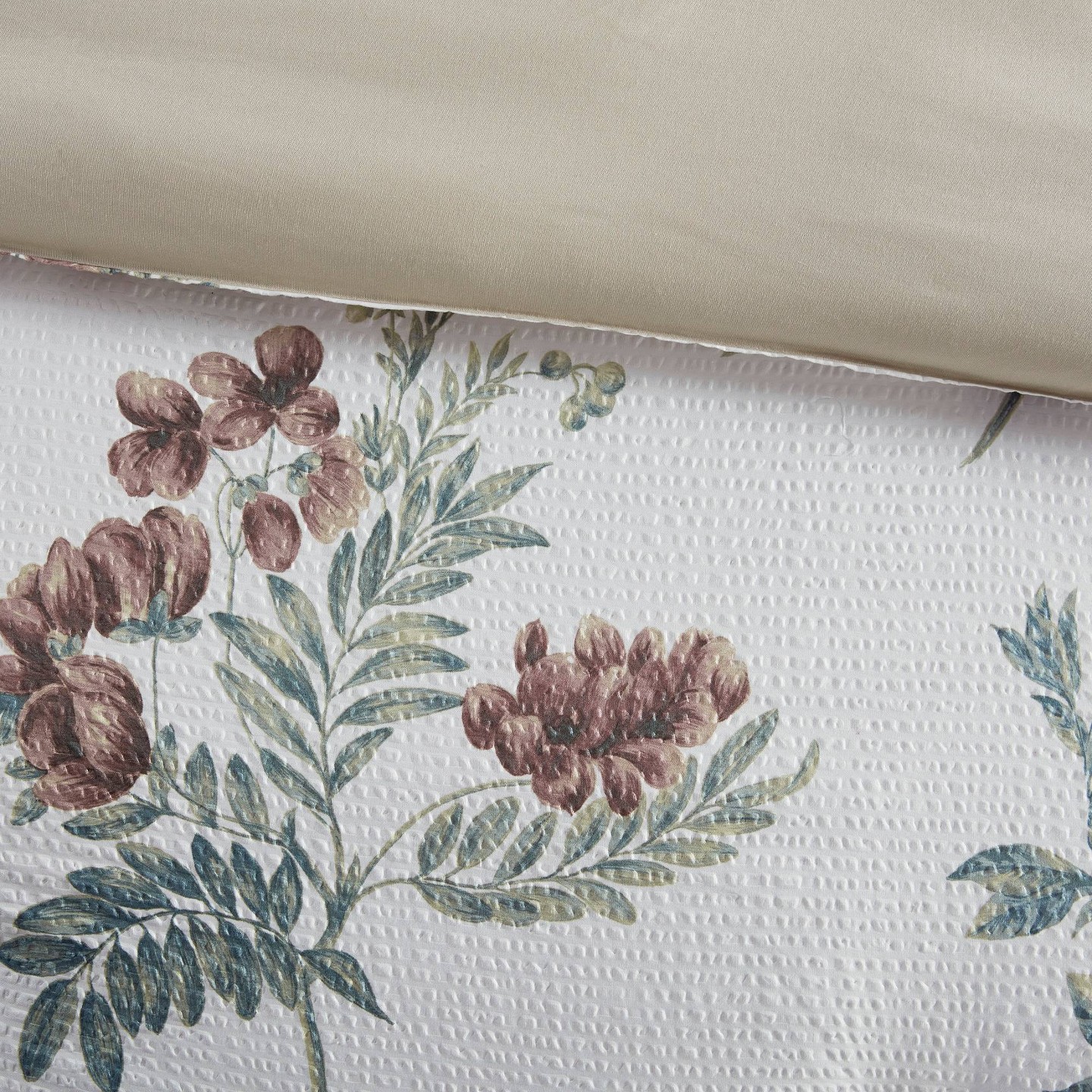 Комплект с одеялом Madison Park Full/Queen 7pc Benita Print Seersucker Comforter Set with Throw Blanket Taupe: Hypoallergenic Floral Bedding, цвет: С принтом — фото 8