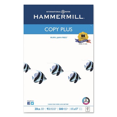 Hammermill Copy Plus Copy Paper 92 Brightness 20lb 11 x 17 White 500 Sheets/Ream 105023