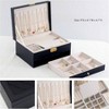 Black Large PU Leather Jewelry Box for Women, 2 - Layer Storage with Earrings, Bracelets, Rings, Watches - 3 of 4