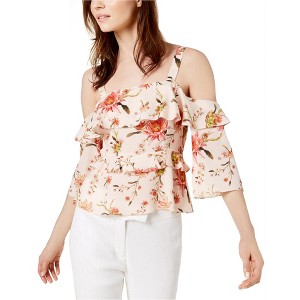 Rachel Zoe Womens Floral Ruffle Cold Shoulder Blouse - 1 of 1