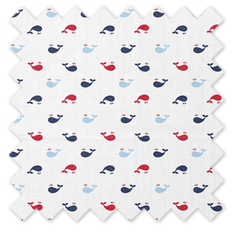 Bacati - Little Sailor Whales Boys Muslin 100 percent Cotton Universal Baby US Standard Crib or Toddler Bed Fitted Sheet, 5 of 6