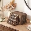 Jewelry Box for Women, Wooden Jewelry Organizer with Transparent Window, 4-Layer Jewelry Organizer Box,Walnut and Black - 2 of 4