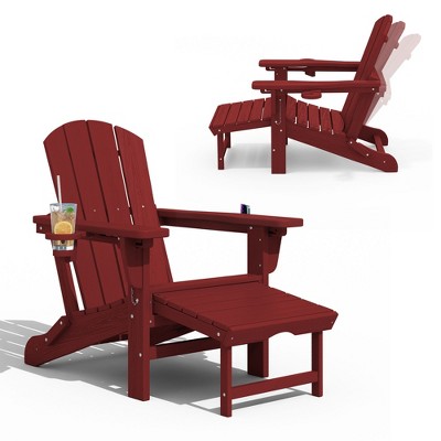 Hyleory 3-Level Adjustable Patio Accent Chair with Retractable Ottoman, Cup & Phone Holders