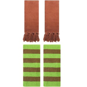 REGALWOVEN 4 Packs Striped and Solid Tassels Absorbent Soft Cotton Hand Towel for Bathroom - 1 of 4