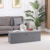 VECELO Folding Storage Ottoman Bench, End of Bed Linen Fabric Foot Rest Stool with Padded Seat, Large Footstool for Bedroom or Living Room - 2 of 4