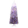 Pencil Christmas Tree Prelit, Gradient Snow Flocked Holiday Decoration Xmas Tree with Dual Color LED Lights & Branch Tips, Metal Stand - 3 of 4
