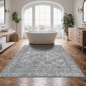 Washable Rug 5x7 Area Rugs for Living Room Bedroom,Non-Slip Print Vintage Distressed Throw Rugs With Rubber Back, Stain Resistant Low Pile Carpet - 1 of 4