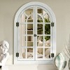 Beautyolove Farmhouse Arched White Wood Framed Windowpane Wall Mirror - 2 of 4