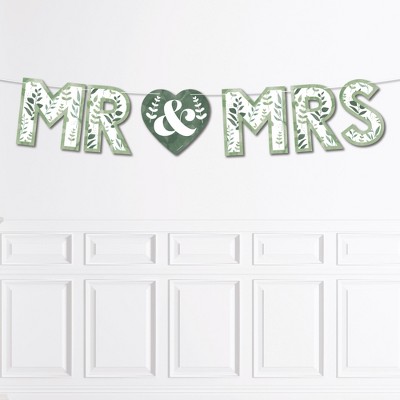 Big Dot of Happiness Boho Botanical Bride - Greenery Bridal Shower and Wedding Party Decorations - Mr and Mrs - Outdoor Letter Banner