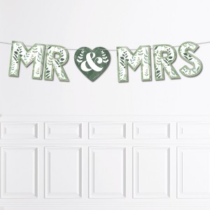 Big Dot of Happiness Boho Botanical Bride - Greenery Bridal Shower and Wedding Party Decorations - Mr and Mrs - Outdoor Letter Banner - 1 of 4