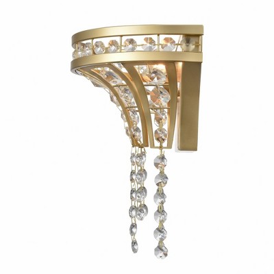 Champagne Gold Dimmable Crystal Sconce with Clear Shade