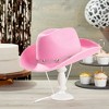 Zodaca Felt Pink Cowgirl Hat for Women and Men, Costume Accessories, 14.8 x 10.6 x 5.9 Inches - 2 of 4