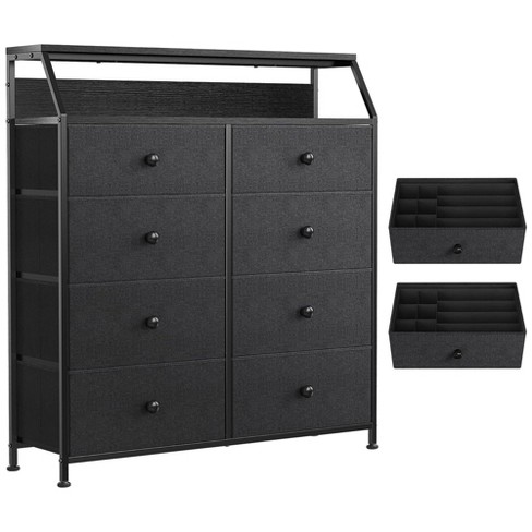 Reahome 8 Drawer Steel Frame Wood Top Storage Organizer Dresser For Closet,  Living Room, And Entryway With 2 Drawer Organizers, Black/Gray : Target