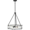 Progress Lighting Rivera 4-Light Pendant Matte Black Clear Textured Glass Collection: Rivera, 4 lights, Pendant, Matte Black, Clear Textured Glass - 4 of 4
