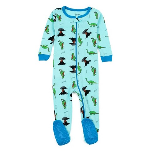 Leveret Footed Cotton Pajamas Dinosaur Blue 3 Year : Target