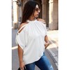 I AM A FASHION JUNKY Plus Halter Open Shoulder Bat Sleeves Loose Top - 3 of 4