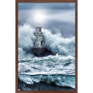 Trends International Lighthouse in the Storm Framed Wall Poster Prints - 1 of 4