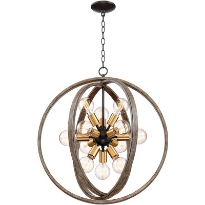 Possini Euro Design Stedman Wood Grain Orb Chandelier 25 Wide Modern  12-light Fixture For Dining Room House Foyer Kitchen Island Entryway  Bedroom : Target