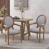 Coolbibila French Country Wood Fabric Upholstered Dining Chairs Set of 2,Round Back Dining Arm Chairs,Solid Wood Kitchen Dining Room Chair - 3 of 4