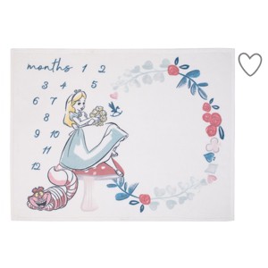 NoJo Disney Alice in Wonderland White, Pink, and Blue Cheshire Cat Super Soft Photo Op Milestone Baby Blanket - 1 of 4