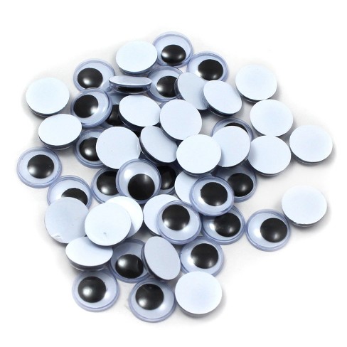 Charles Leonard Wiggle Eyes, Round, 12mm, Black, 50 Per Pack, 12