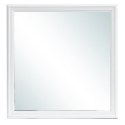 GlasFlength Decorative Wall Mirrors Contemporary Framed Mirror with Metallic Finish Simple Design for Modern Living Room, White, 38"*1"*38"