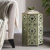 Okak 14"H Outdoor Side Table Iron End Table with Sunburst Cut Out Decorative Patio Tables for Porch Yard Balcony Deck Lawn Indoor - 3 of 4