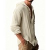Men's Lightweight Hooded Shirt Casual Button Down Long Sleeve Tunic TOP for Daily Wear - 4 of 4