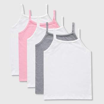 Hanes Girls' 5pk Camisole - White/Gray/Pink