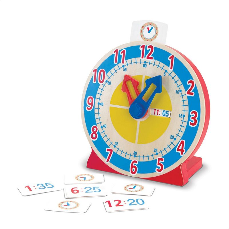 Melissa &#38; Doug Turn &#38; Tell Wooden Clock - Educational Toy With 12+ Reversible Time Cards, 1 of 13