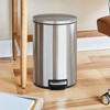 JANSNO 3.1 Gallon Stainless Steel Round Step Trash Can with Removable Inner Bucket & Silent-Close Lid, Fingerprint-Resistant - Silver - 2 of 4