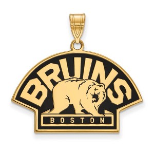 Black Bow Jewelry 14k Yellow Gold Plated Sterling Silver Boston Bruins NHL Large Pendant - 1 of 3