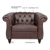 GDFStudio Wright Faux Leather Button-Tufted Upholstered Chesterfield Chair with Birch Legs and Nailhead Trim - 3 of 4