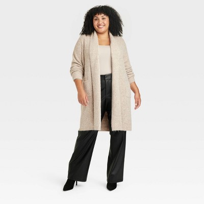 Women's Shaker Stitch Cozy Duster Cardigan - Ava & Viv™ Cream 4x