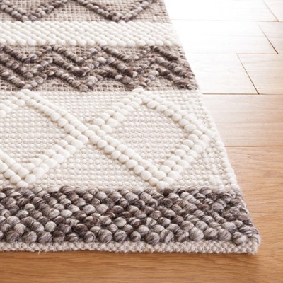 Ivory and Gray Handwoven Wool Square Area Rug