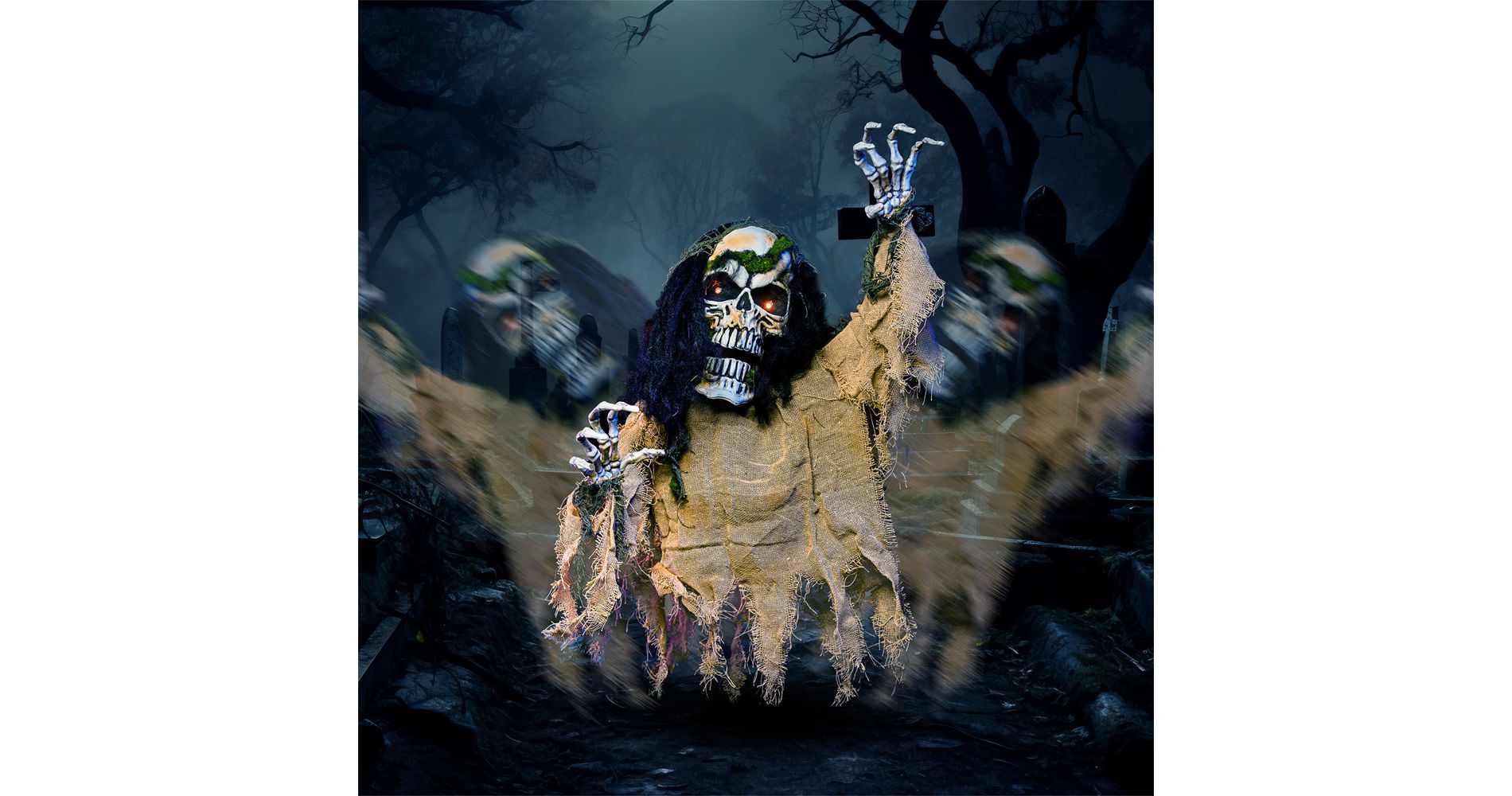 Joyfy Halloween Outdoor Decoration, Light-up Eyes Zombie Groundbreaker Prop, Animated Skeleton Zombie for Outdoor Lawn Yard Patio Haunted House Decor