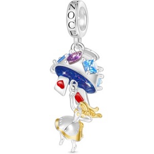 Sterling Silver Alice in Wonderland Charm - Whimsical Dangle Bead for Bracelets, Gift for Women - 1 of 4